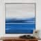 Blue Canvas Abstract Ocean Inspired Landscape Framed Wall Art with Silver Frame 37" x 1" x 37"